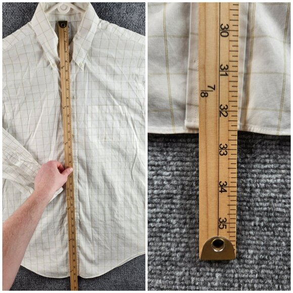 Brooks Brothers Slim Fit 17 35 Non-iron White Beige Check Long Sleeve Button Up - Picture 12 of 16